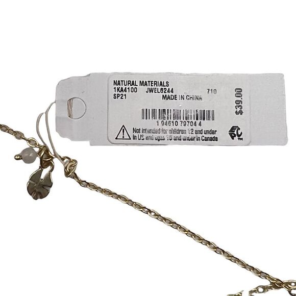 Lucky Brand Gold-Tone Imitation Pearl Loop 25" Lariat Necklace NWT - Picture 4 of 4